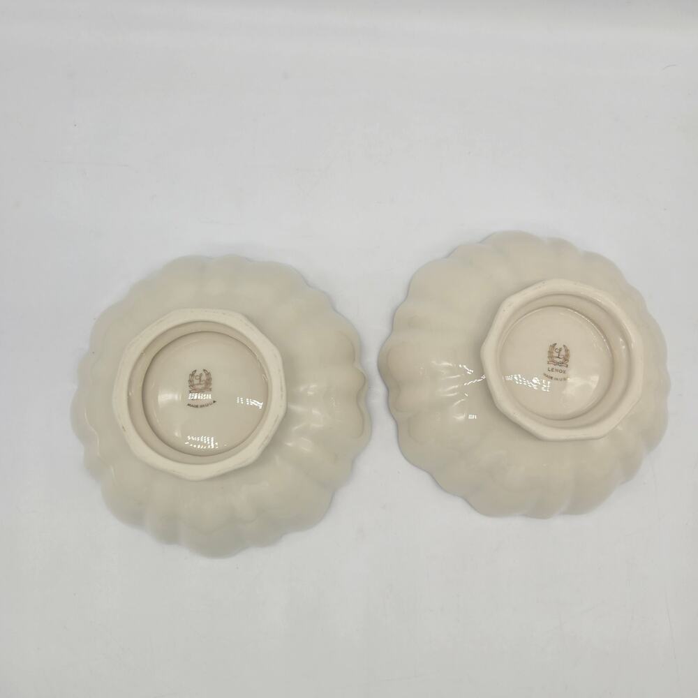 Lenox Symphony Sculpted Pedestal Bowls Platinum Trim Set of 2 USA Candy Nut - Picture 3 of 6
